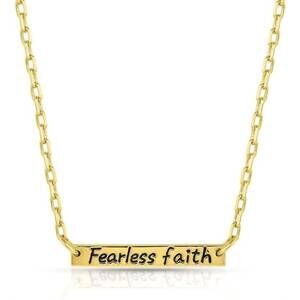 NEW MONTANA SILVERSMITHS women's fearless faith bar necklace in gold